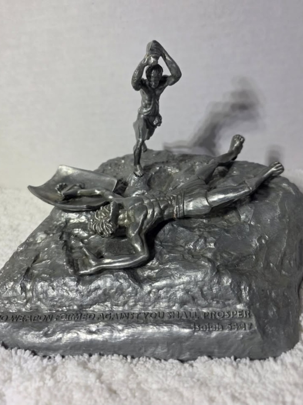 David and Goliath Yaacov Heller Pewter Sculpture PTL Club #1738